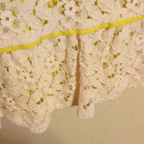 Ann Taylor Loft White Lace, Lime Green Lined Dress, Size 10 - Picture 8 of 9